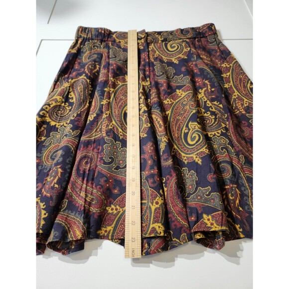 Retro Paisley A Line Circle Skirt Size Large / 12 Preppy Floral Academia - Picture 6 of 8